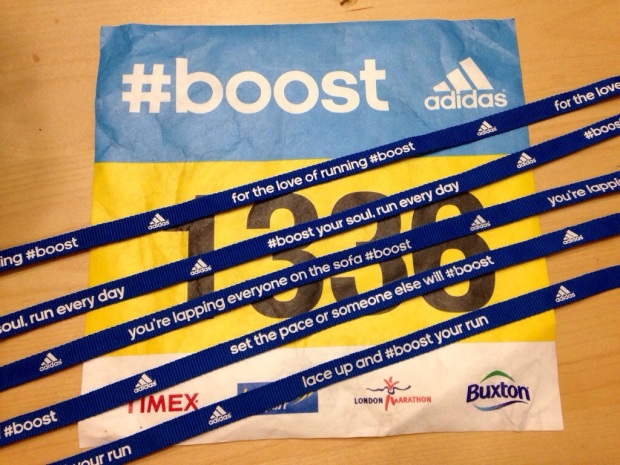Adidas branded laces and marathon runner number